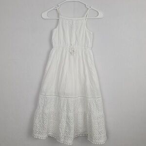 Cat & Jack White spaghetti strap Kids Dress with embroidery on bottom s 6/6x